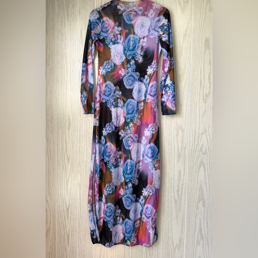 Swim Summer Beach Floral Print Split Thigh Cover Up Size M EUC - Picture 6 of 7